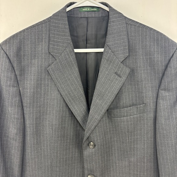Lauren Ralph Lauren Wool Gray Pinstripe Men's Blazer Suit Coat Size 42R 3 Button - Picture 4 of 14